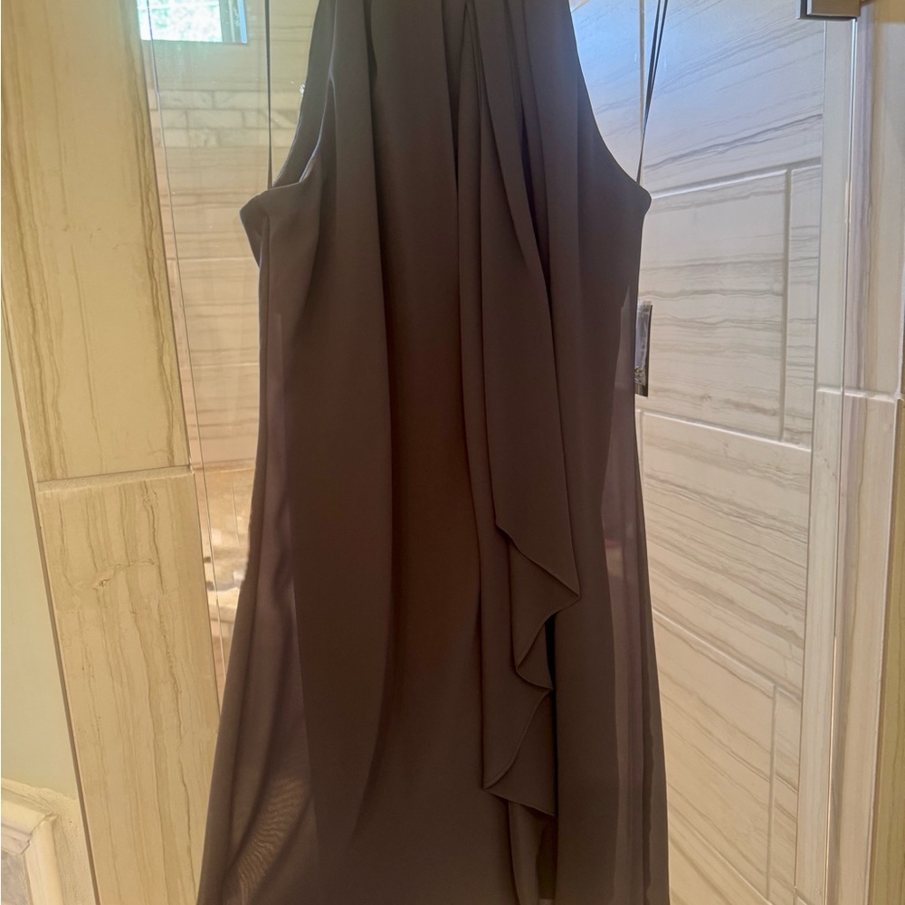 SLNY Asymmetrical Sleeveless Dress in Taupe / gray